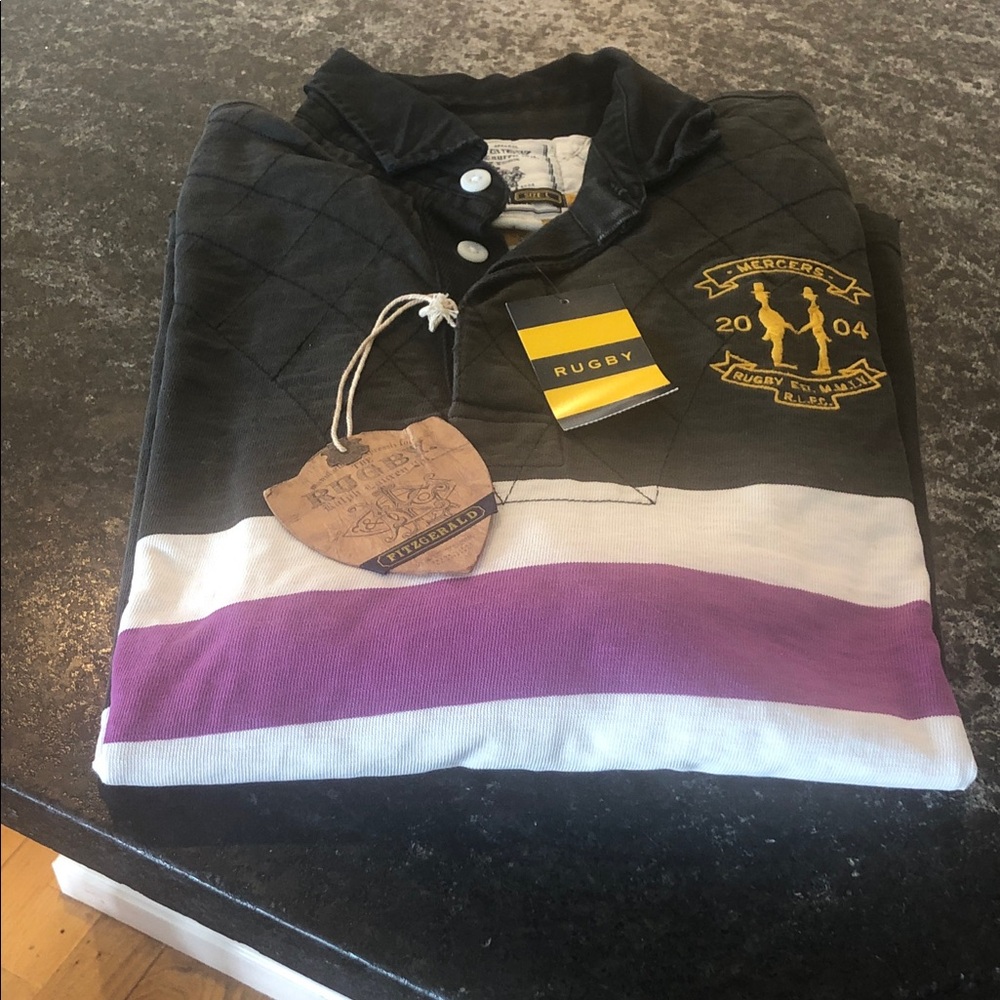 Ralph Lauren Black and Purple Rugby Shirt